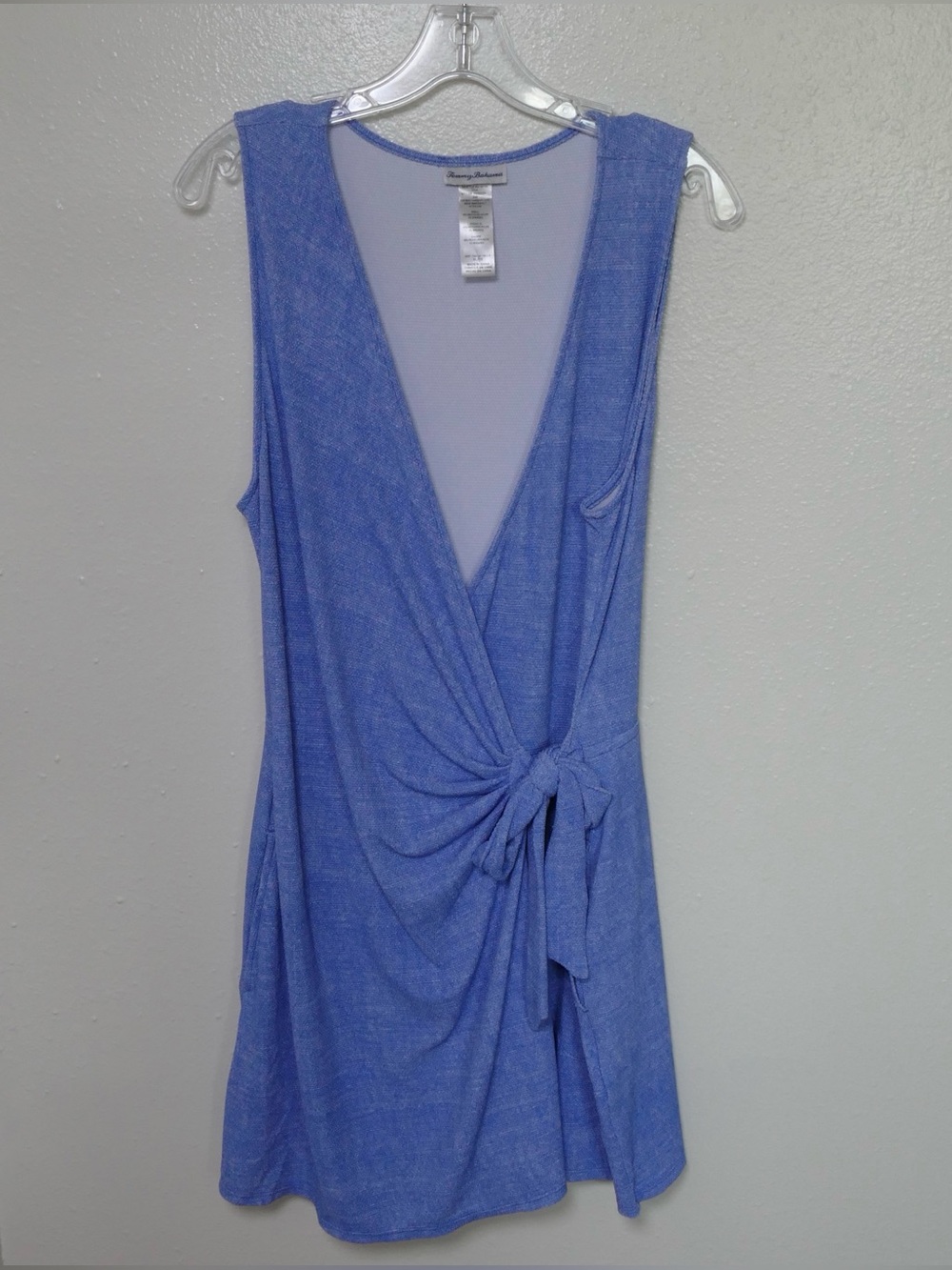 Tommy Bahama Island Cay Wrap Romper Blue Monday Heather UPF 50 Pockets Women’s - Picture 2 of 13